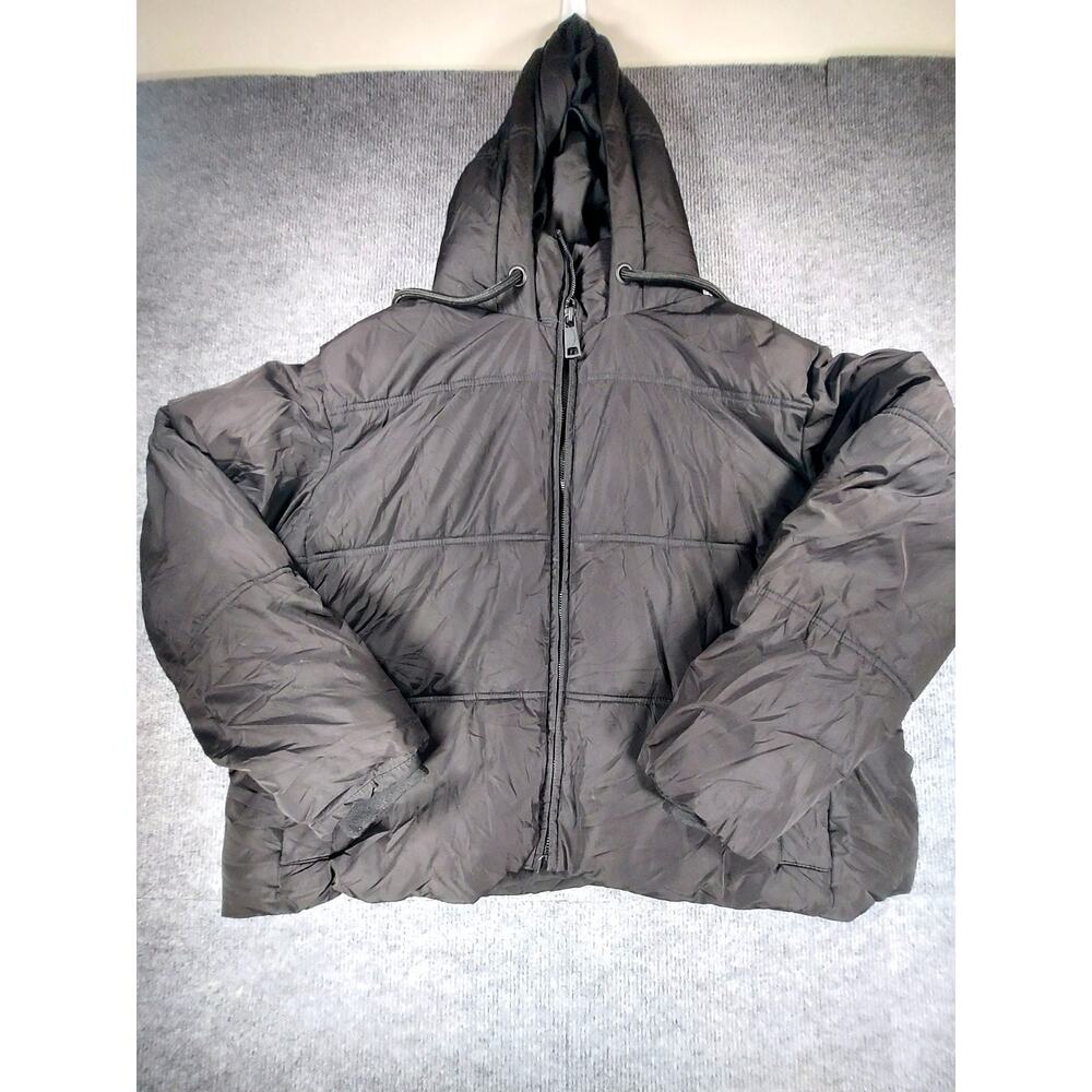 Zara Women's M Black Hooded Puffer Jacket Coat Heavy Quilted Streetwear Full Zip - Picture 3 of 11